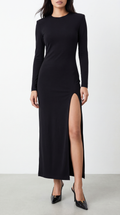 IRENE BLACK SLIPPED DRESS 