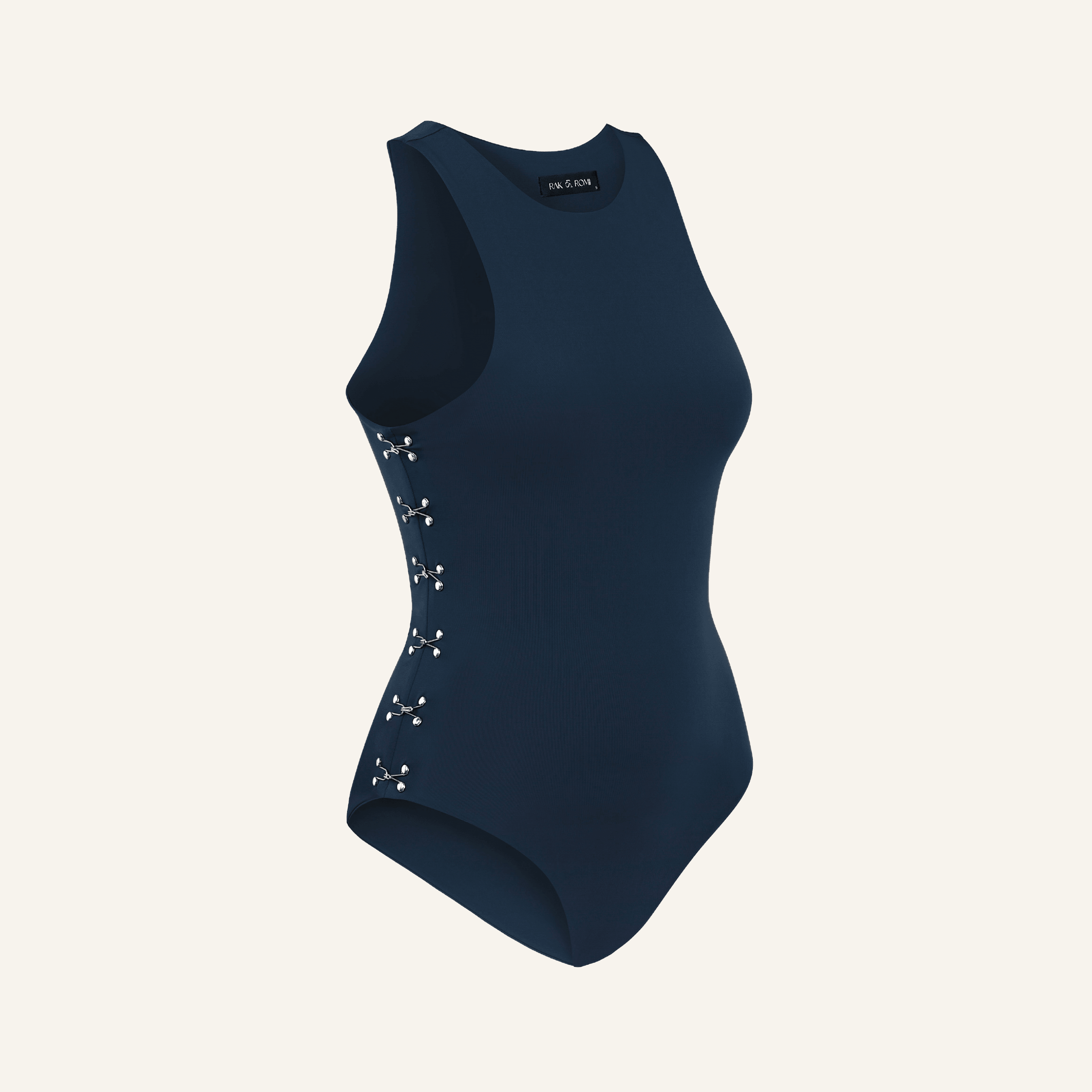 FAYE NAVY BLUE HALTER BODYSUIT 
