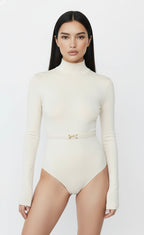 CIAR KEMER DETAYLI EKRU BODYSUIT