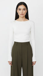 CALMA UZUN KOLLU EKRU BLUZ