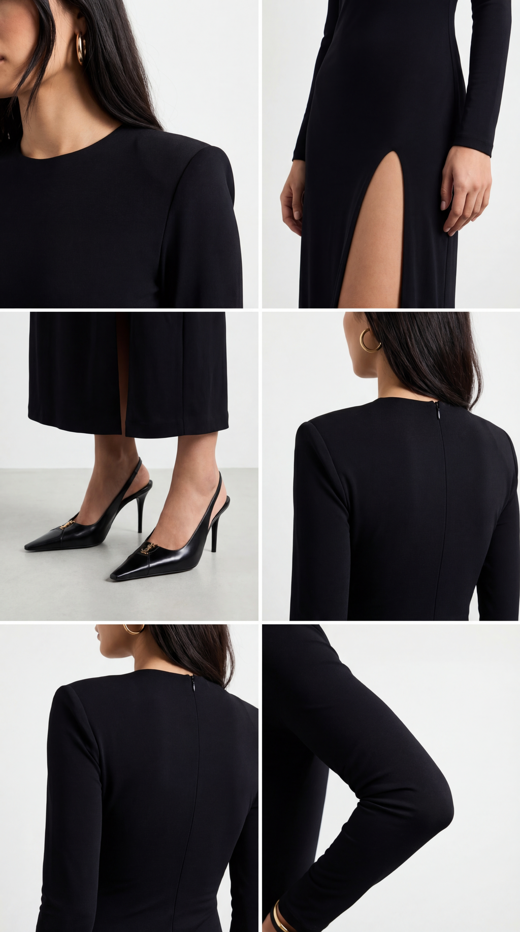 IRENE SİYAH YIRTMAÇLI ELBİSE