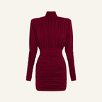 AMOR DRAPELİ BORDO MİNİ ELBİSE