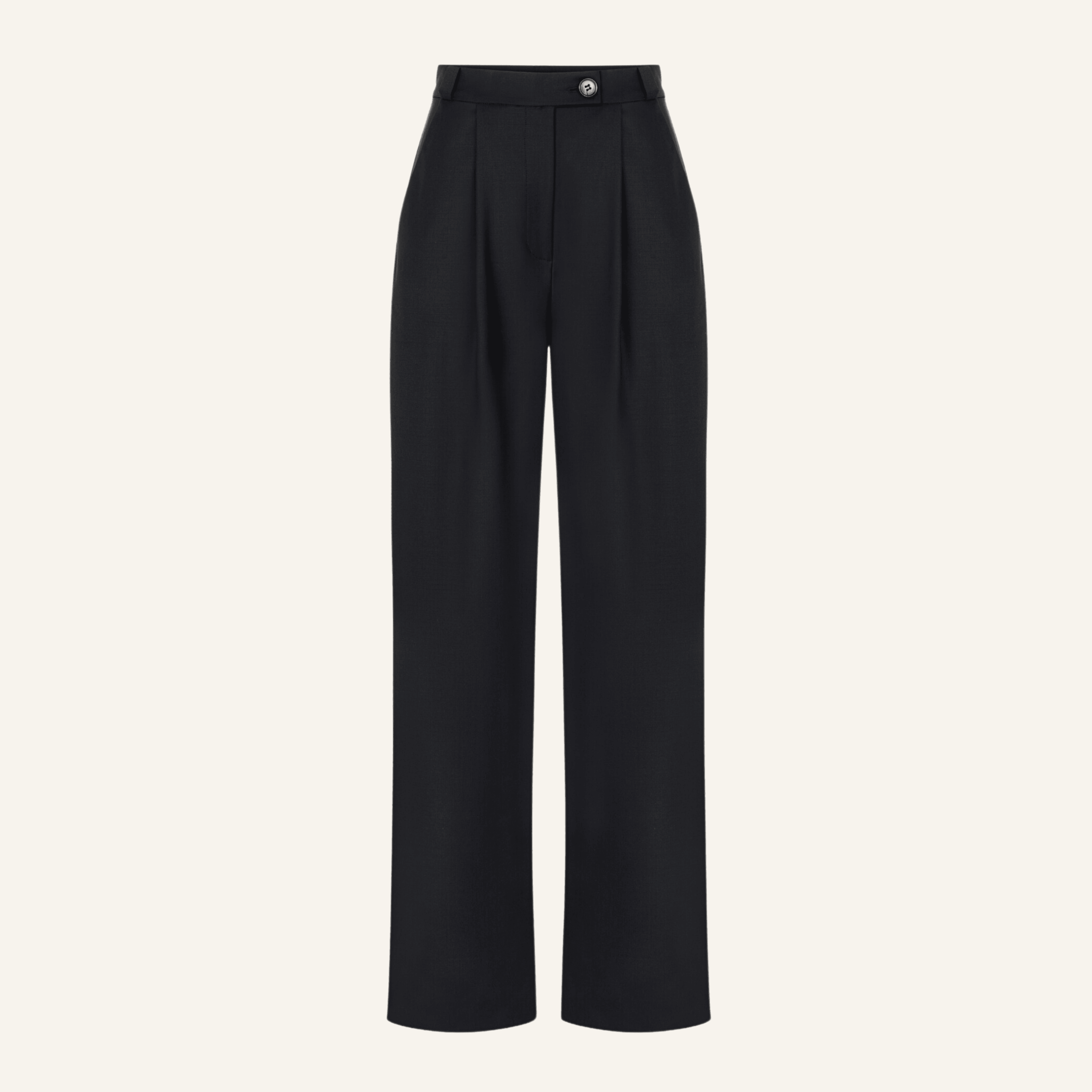 GARTER SILK WOOL BLACK PALAZZO TROUSERS