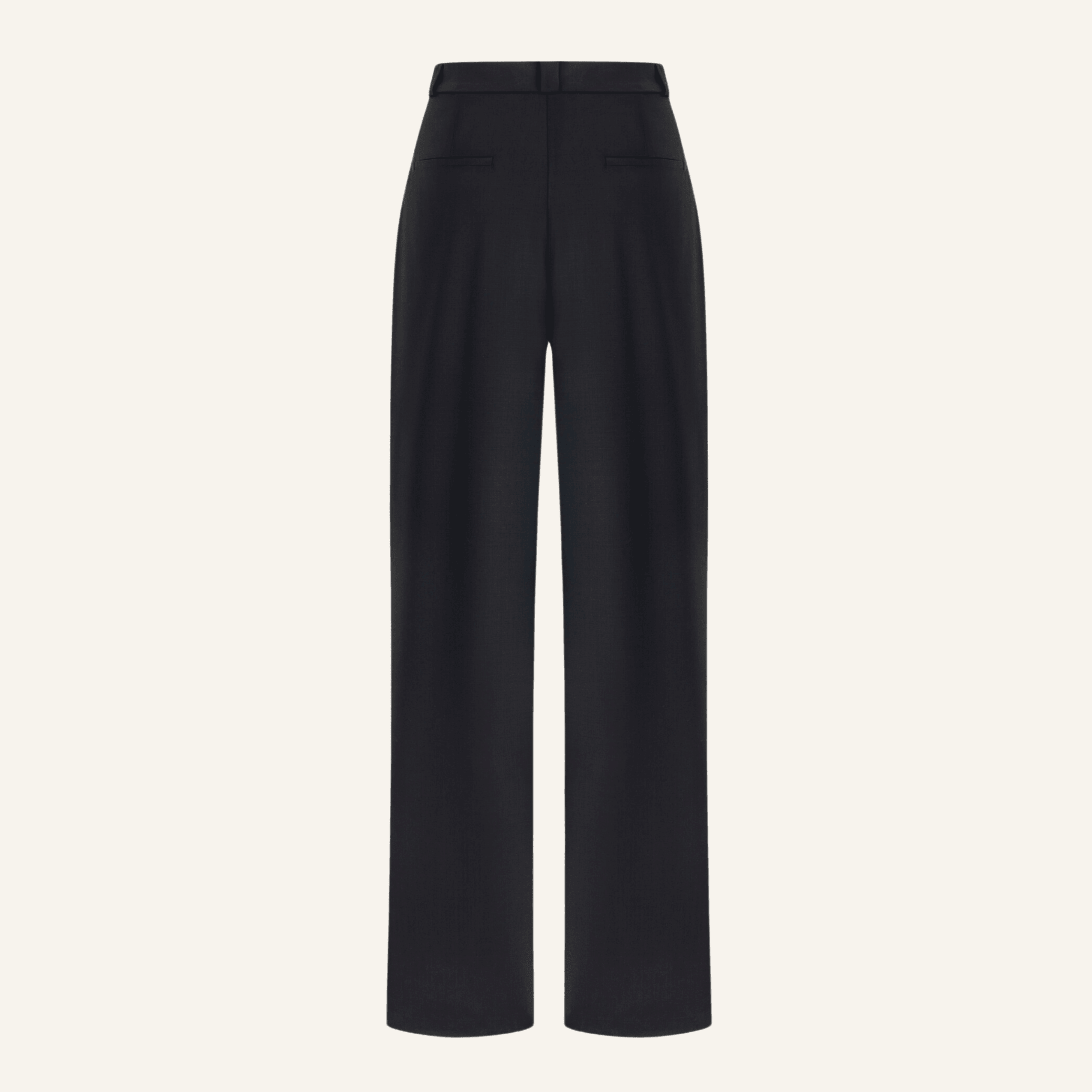 GARTER SILK WOOL BLACK PALAZZO TROUSERS