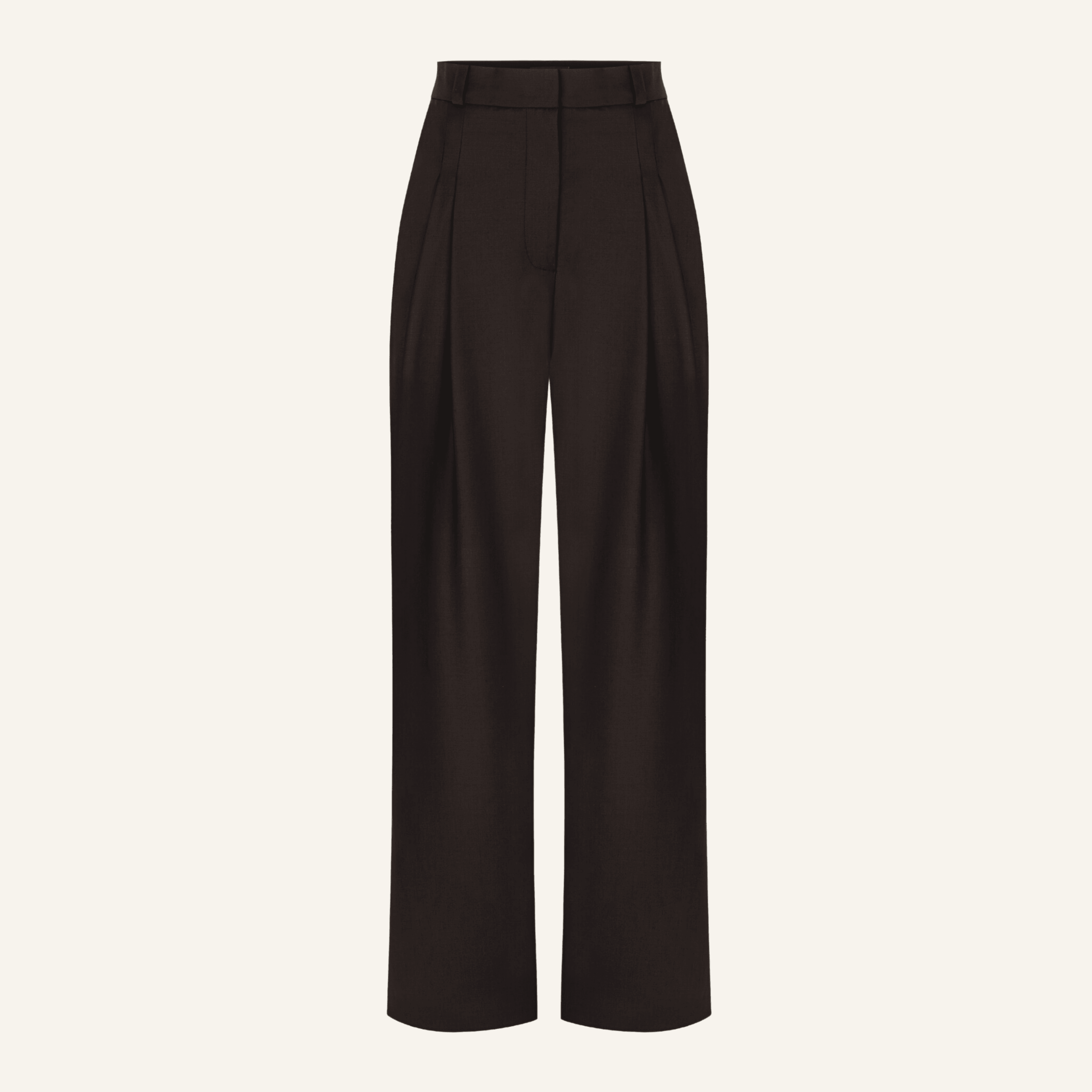 LOVIS SILK WOOL BROWN PALAZZO TROUSERS