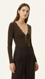 LOVIS WOOL BROWN PALAZZO TROUSERS