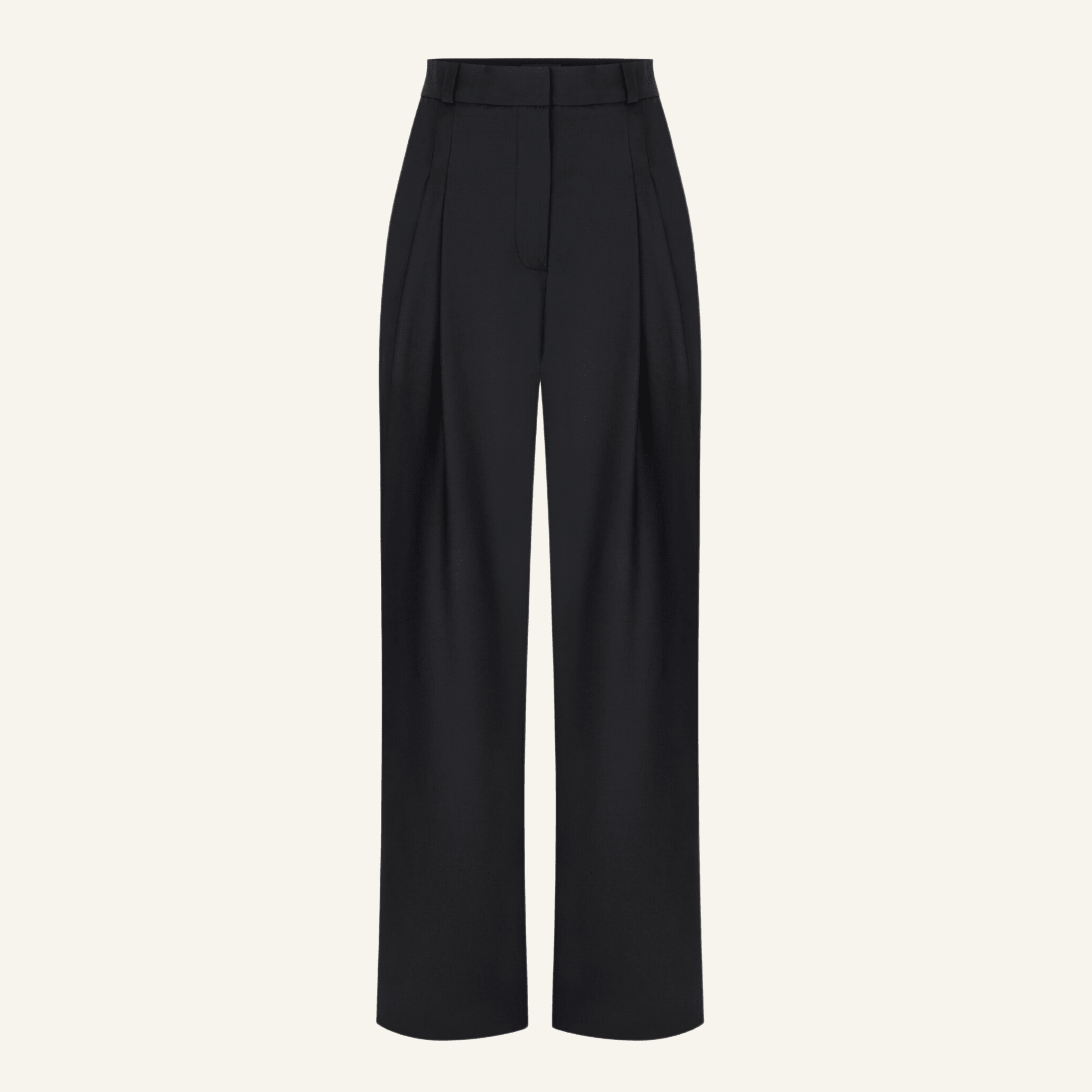 LOVIS SILK WOOL BLACK PALAZZO TROUSERS