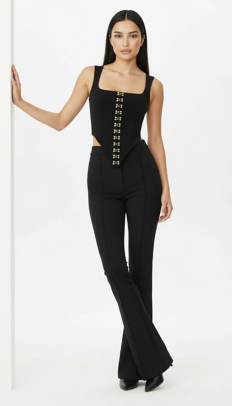 NAOMI SİYAH AGRAFLI KORSE