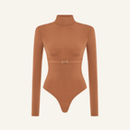 CIAR KEMER DETAYLI CAMEL BODYSUIT