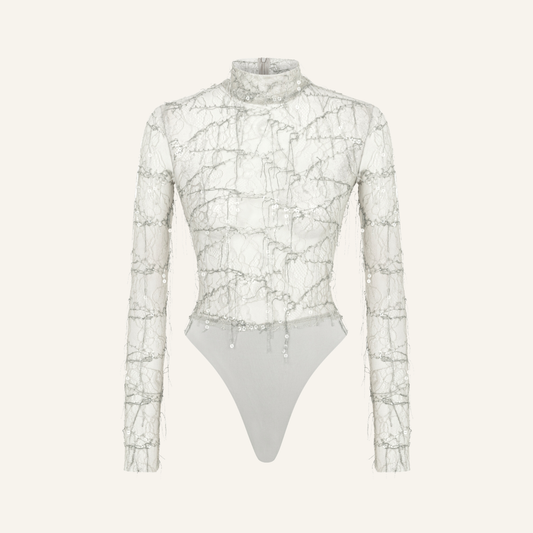 AURA GREY LACE BODYSUIT