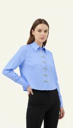 DREW AGRAF DETAYLI MAVİ GÖMLEK