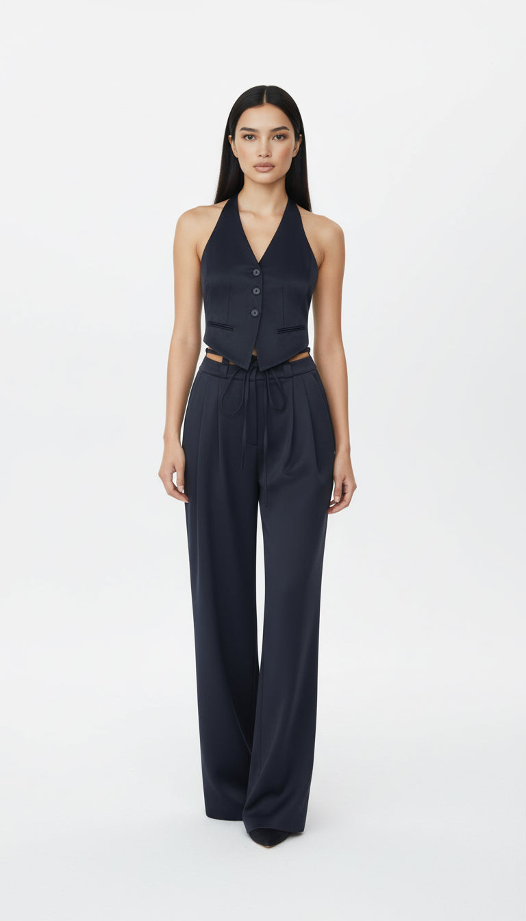 FLEUR DARK BLUE PALAZZO TROUSERS