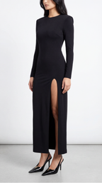 IRENE SİYAH YIRTMAÇLI ELBİSE