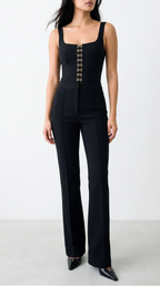 PLAN RISE WAIST BLACK PANTS