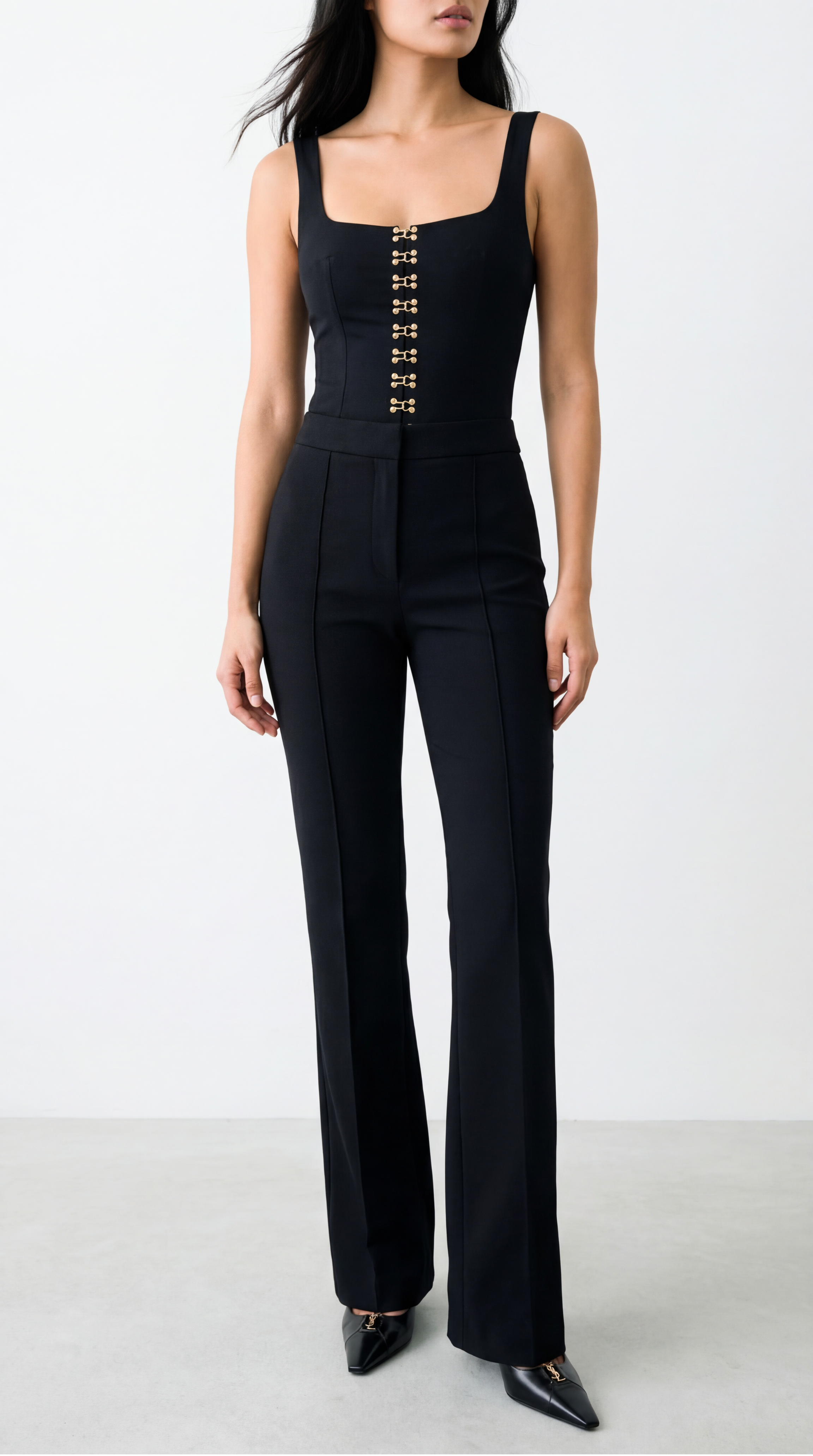 PLAN RISE WAIST BLACK PANTS