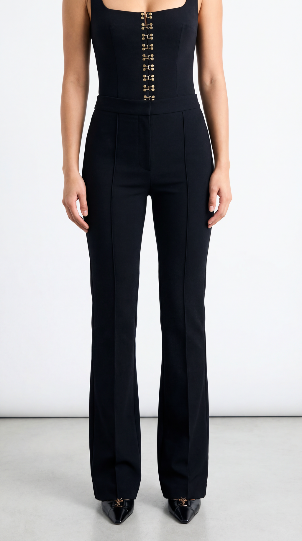 PLAN RISE WAIST BLACK PANTS