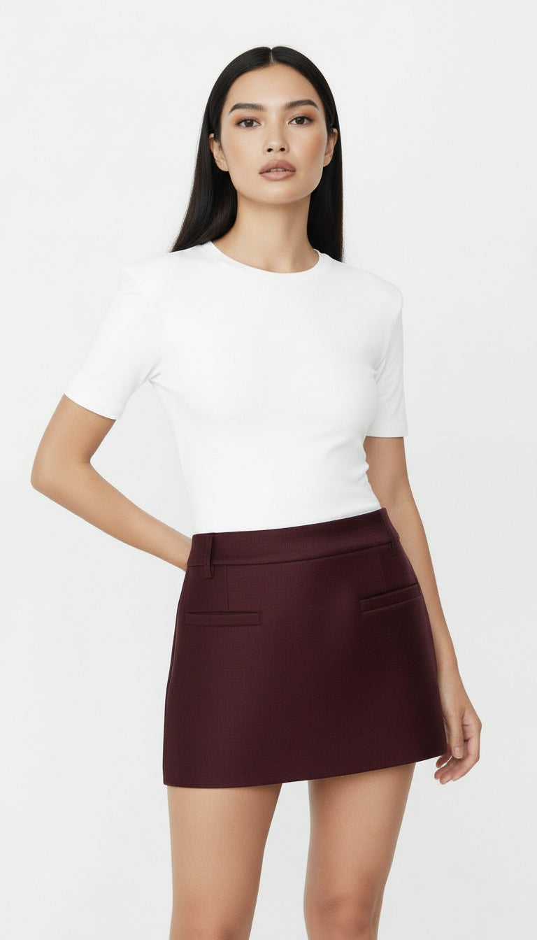 MONDE YÜN BORDO MİNİ ETEK