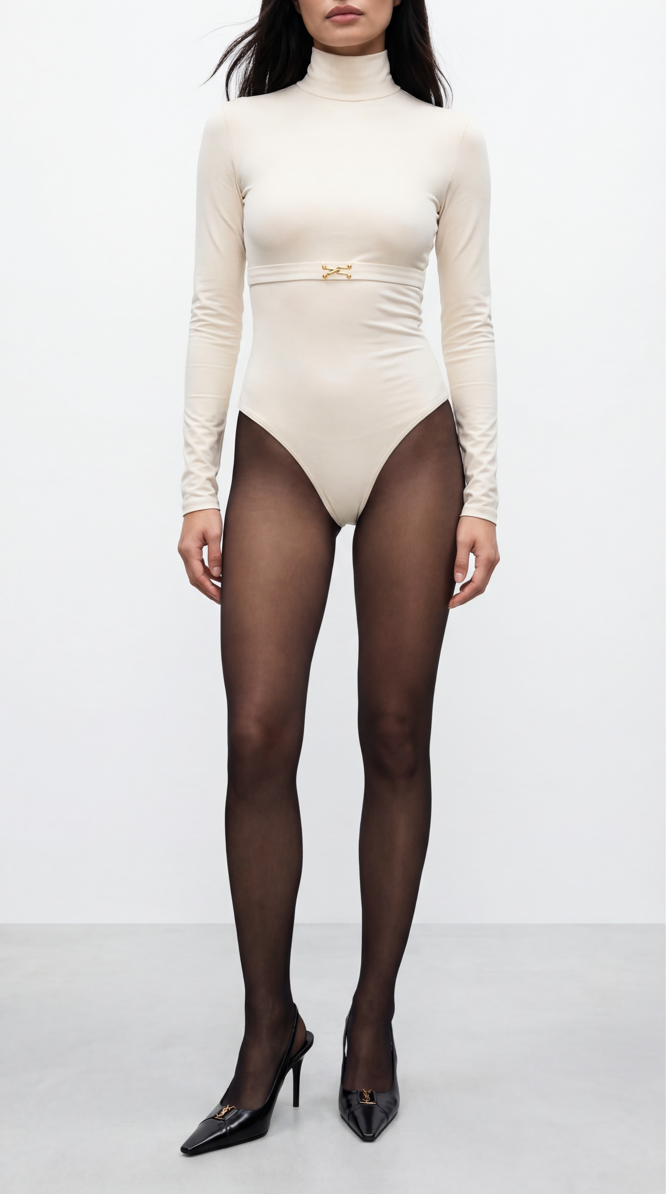 CIAR KEMER DETAYLI EKRU BODYSUIT