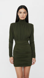 AMOR DRAPELİ HAKİ MİNİ ELBİSE