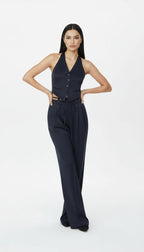 FLEUR DARK BLUE PALAZZO TROUSERS
