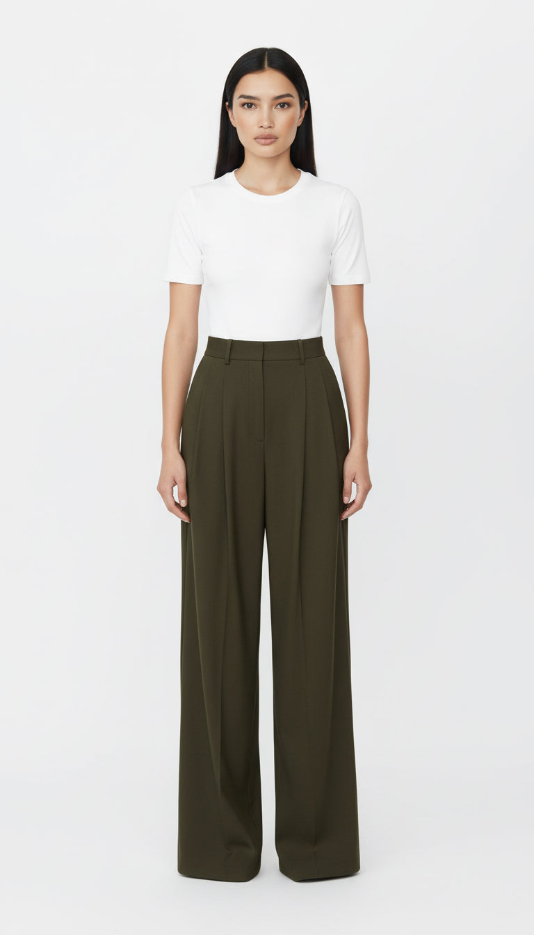 LOVIS YÜN HAKİ PALAZZO PANTOLON