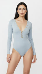 UMA GRİ V YAKA BODYSUIT