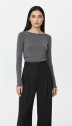 CALMA UZUN KOLLU GRİ BLUZ