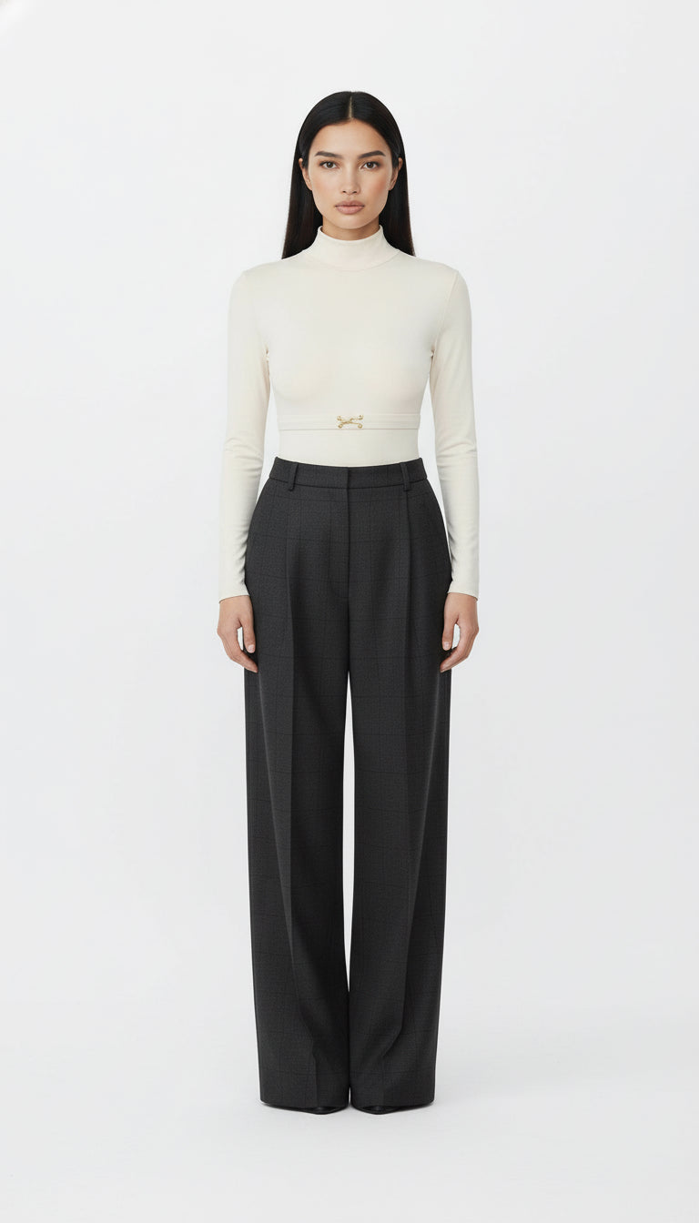 CIAR KEMER DETAYLI EKRU BODYSUIT