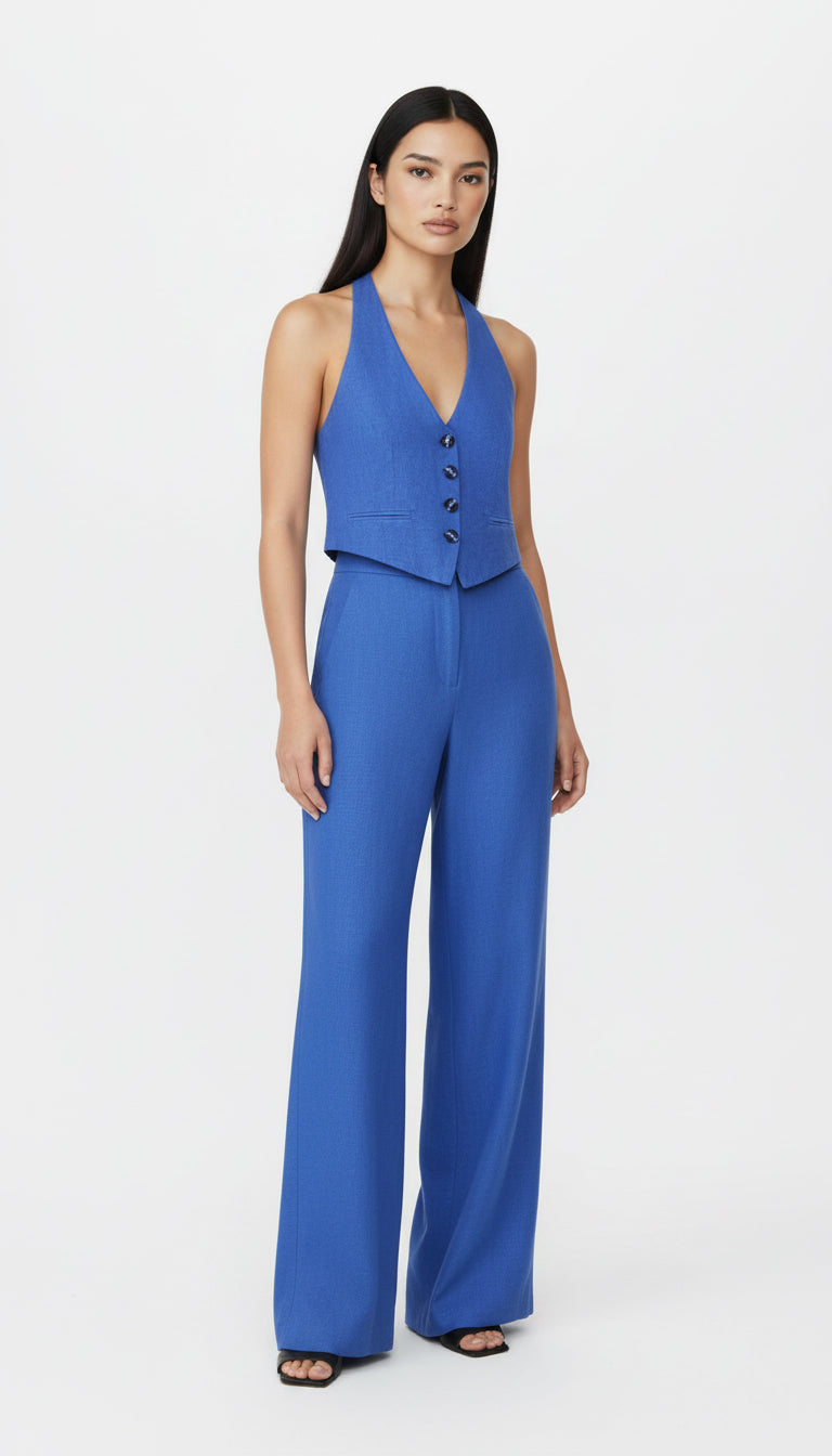 MARINE ORGANIC LINEN PURPLE TROUSERS