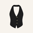 HADDY ORGANİK KETEN SİYAH YELEK