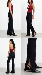 PLANA YÜKSEL BEL SİYAH PANTOLON