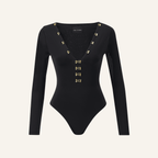 UMA SİYAH V YAKA BODYSUIT
