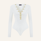 UMA BEYAZ V YAKA BODYSUIT