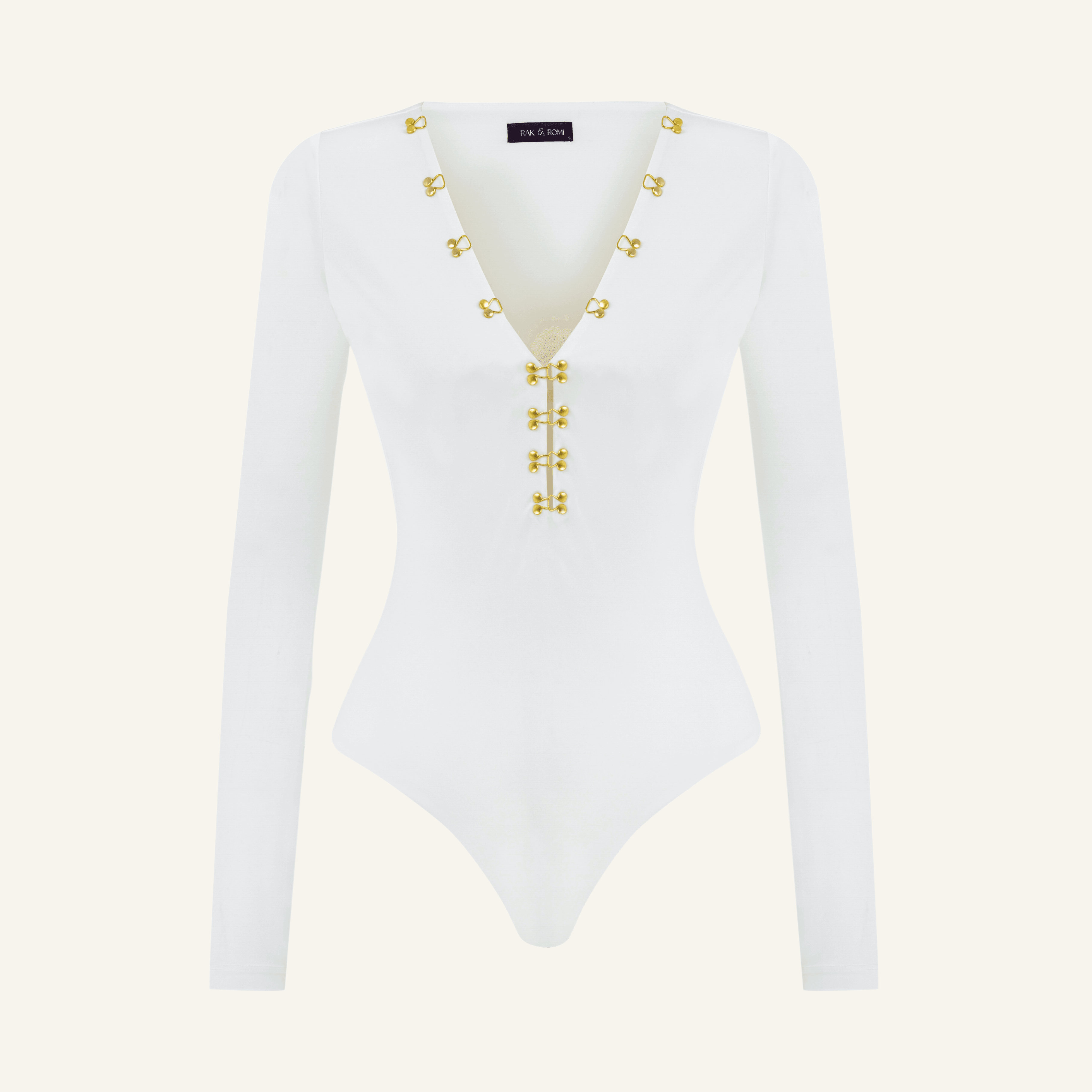 UMA WHITE V-NECK BODYSUIT