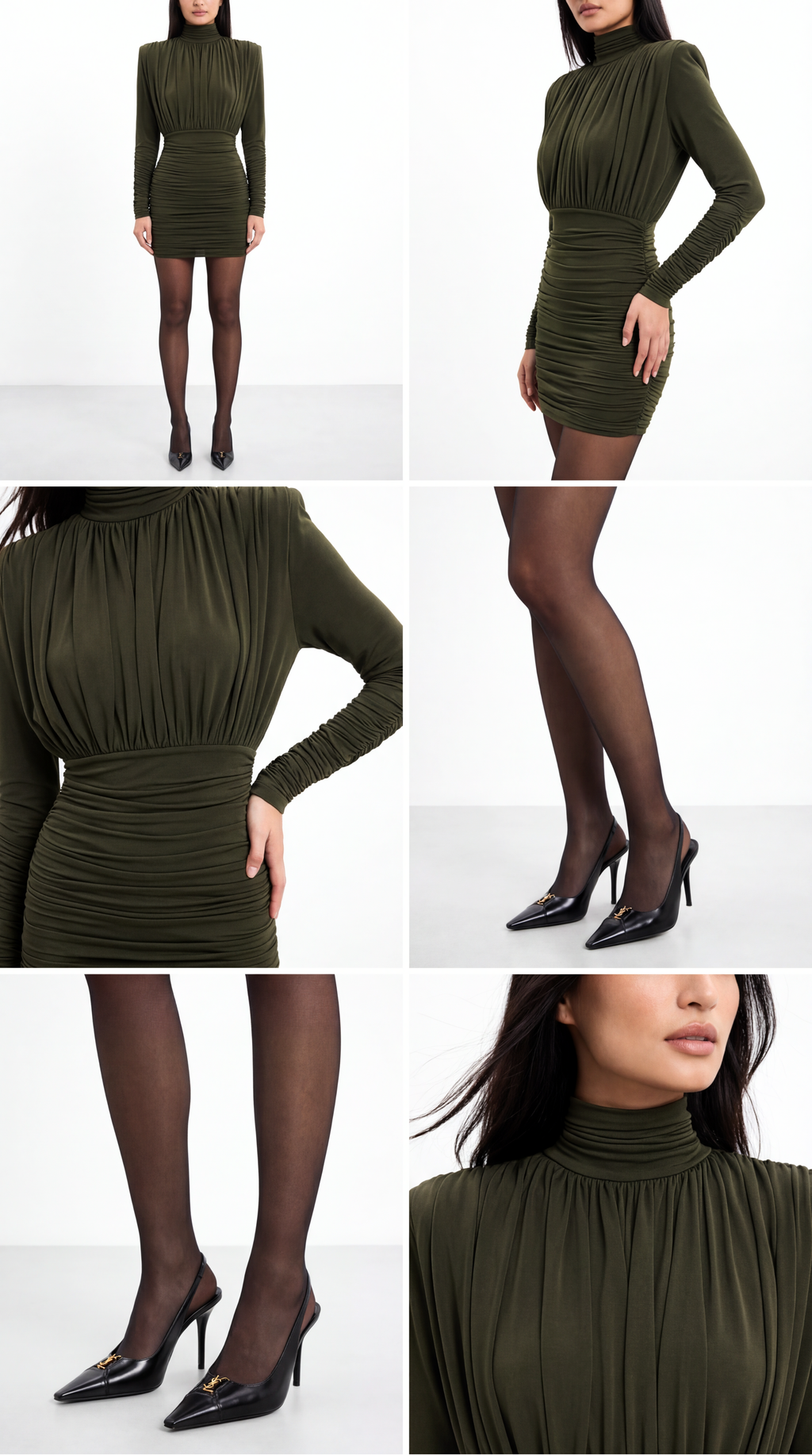 AMOR DRAPELİ HAKİ MİNİ ELBİSE