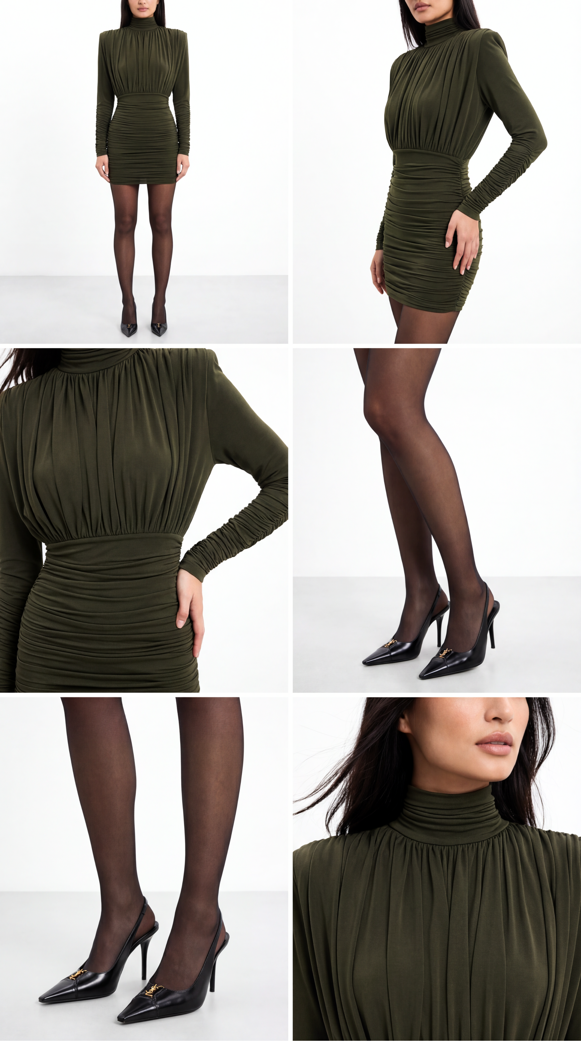 AMOR DRAPELİ HAKİ MİNİ ELBİSE