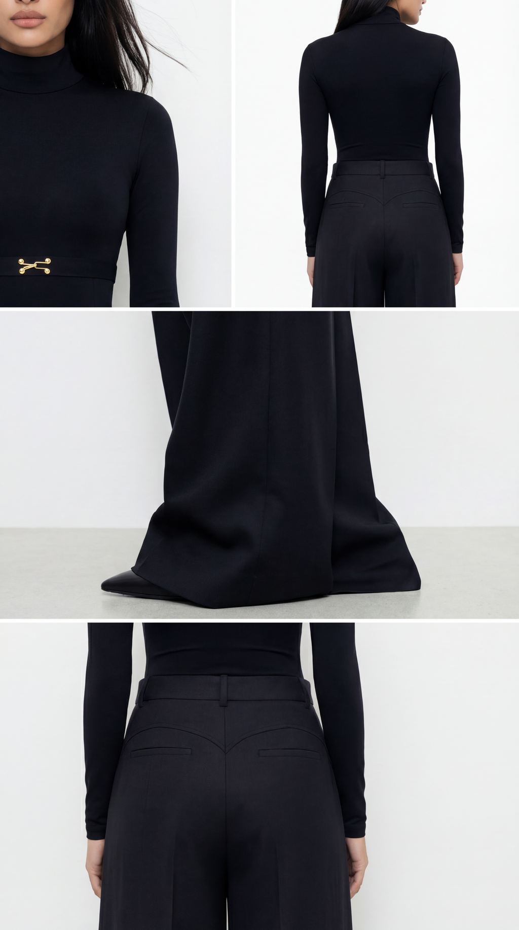 DIANDRA DİKİŞ DETAYLI YÜN SİYAH PANTOLON