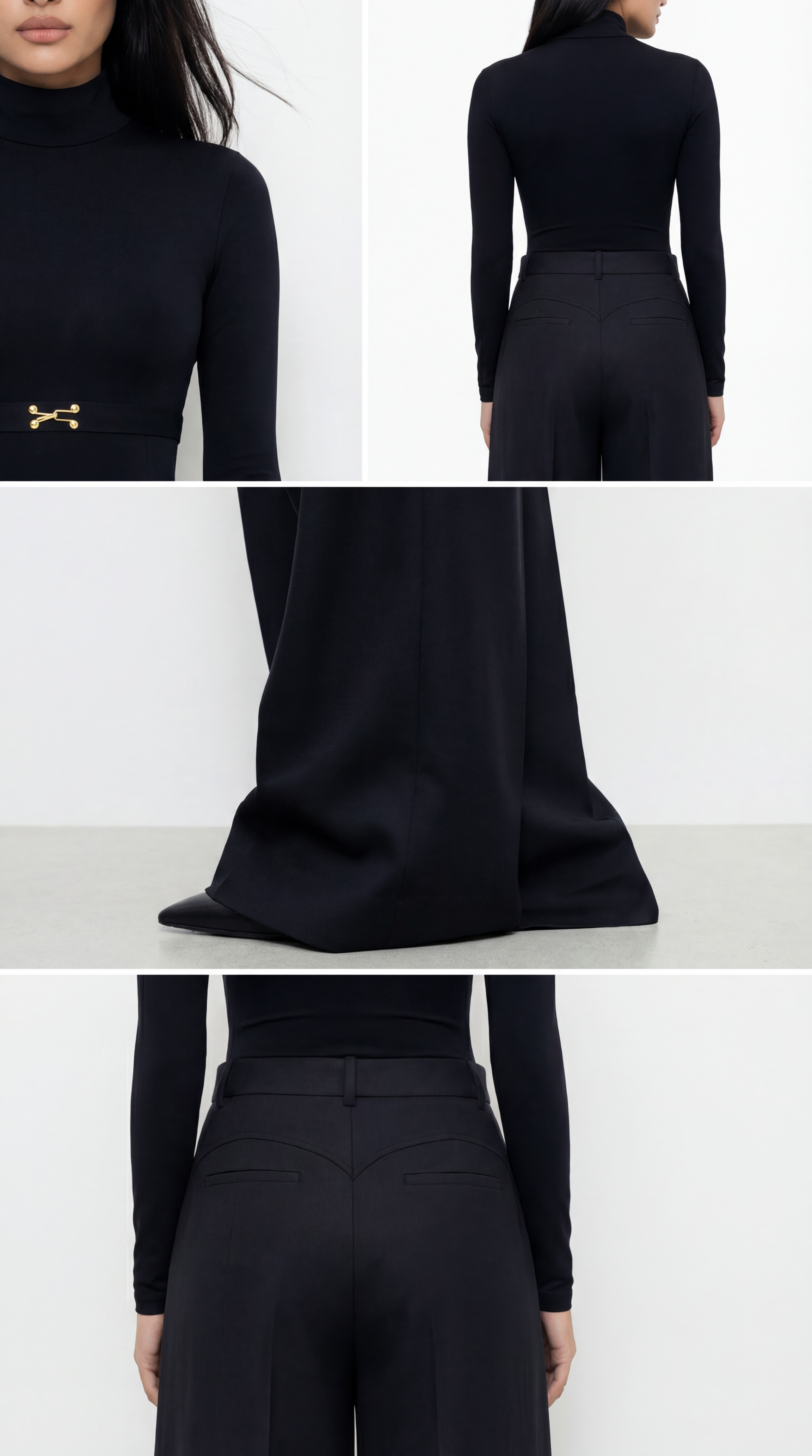 DIANDRA DİKİŞ DETAYLI YÜN SİYAH PANTOLON