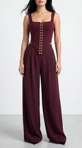 NAOMI BURGUNDY CORSET WITH EYEBROWS