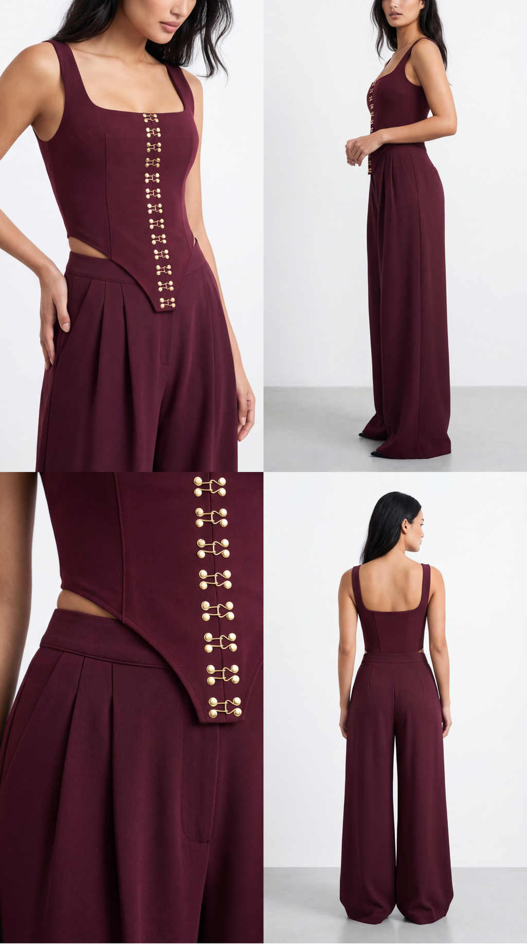 NAOMI BURGUNDY CORSET WITH EYEBROWS