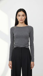 CALMA UZUN KOLLU GRİ BLUZ