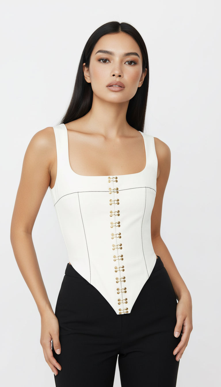 NAOMI BEYAZ AGRAFLI KORSE