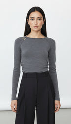 CALMA UZUN KOLLU GRİ BLUZ