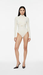 CIAR KEMER DETAYLI EKRU BODYSUIT