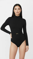 CIAR KEMER DETAYLI SİYAH BODYSUIT