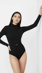 CIAR KEMER DETAYLI SİYAH BODYSUIT