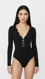 UMA SİYAH V YAKA BODYSUIT