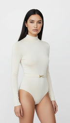 CIAR KEMER DETAYLI EKRU BODYSUIT