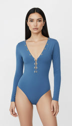 UMA MAVİ V YAKA BODYSUIT