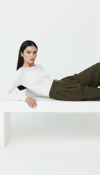 CALMA UZUN KOLLU EKRU BLUZ